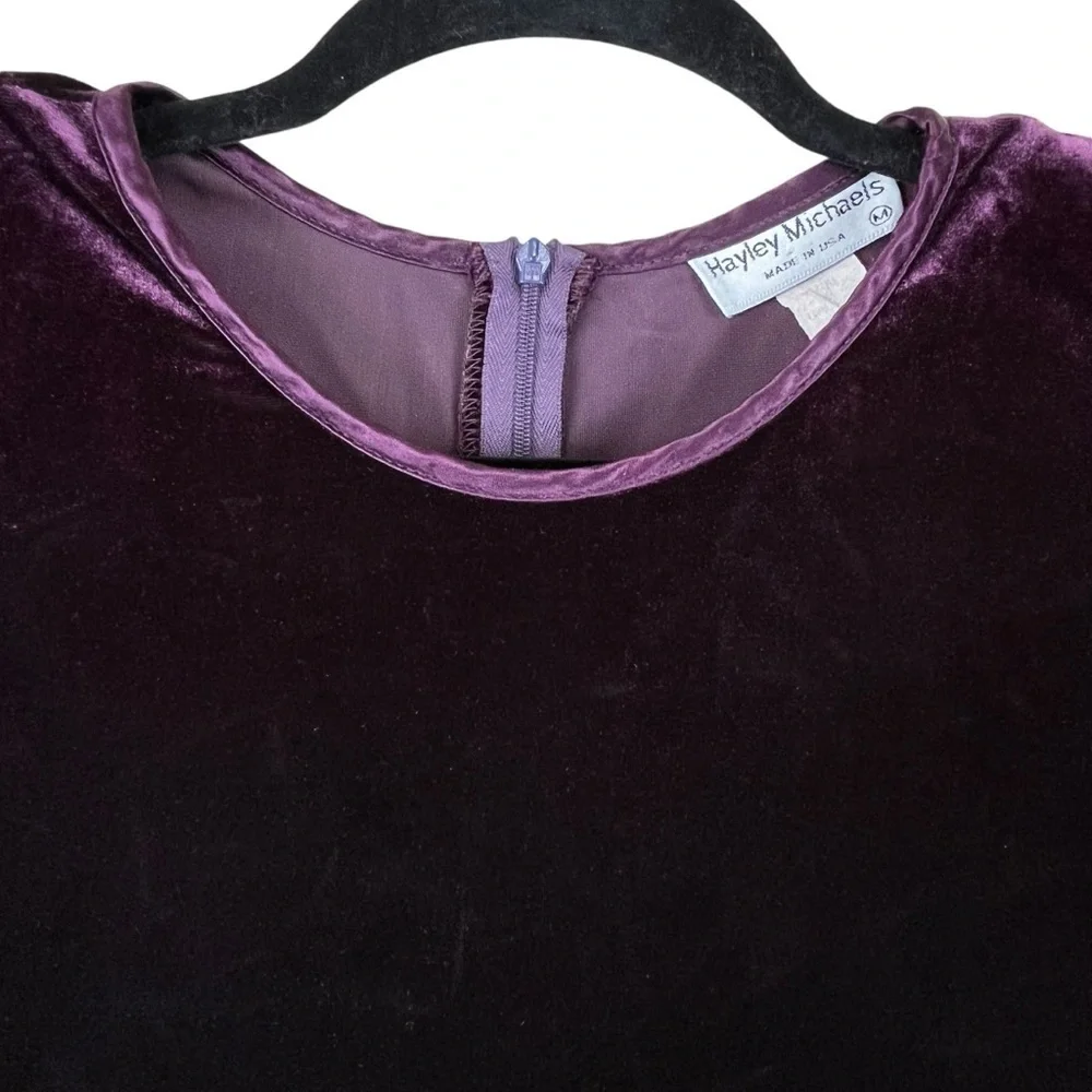 Vintage Haley Michaels Purple Velvet Shift Y2K Dress Size Medium